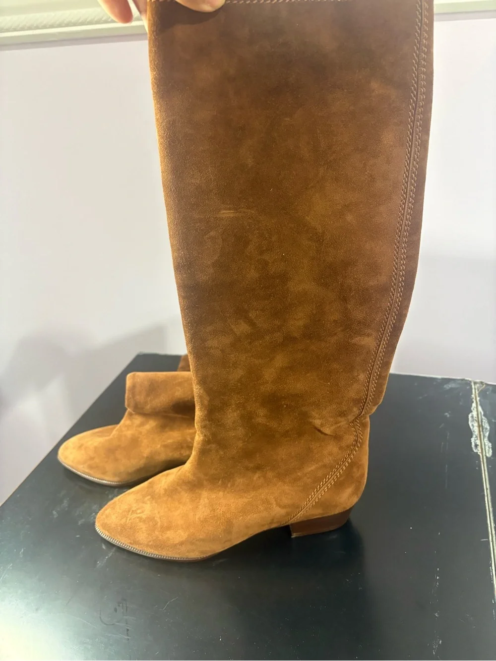 Vero Cuoio Tan Suede Over-the-Knee Pointed Boots